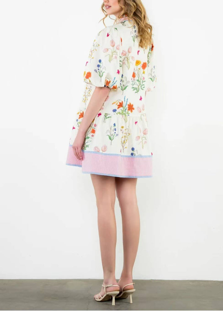 Marbella Bohemia Floral Puff Sleeve Midi Dress