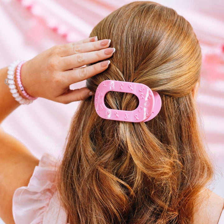 Teleties Pink Ribbon | Medium | Flat Round Clip