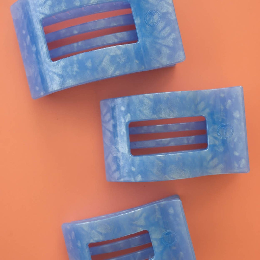 Teleties Flat Rectangle Hair Clip | Medium | Blue Lagoon