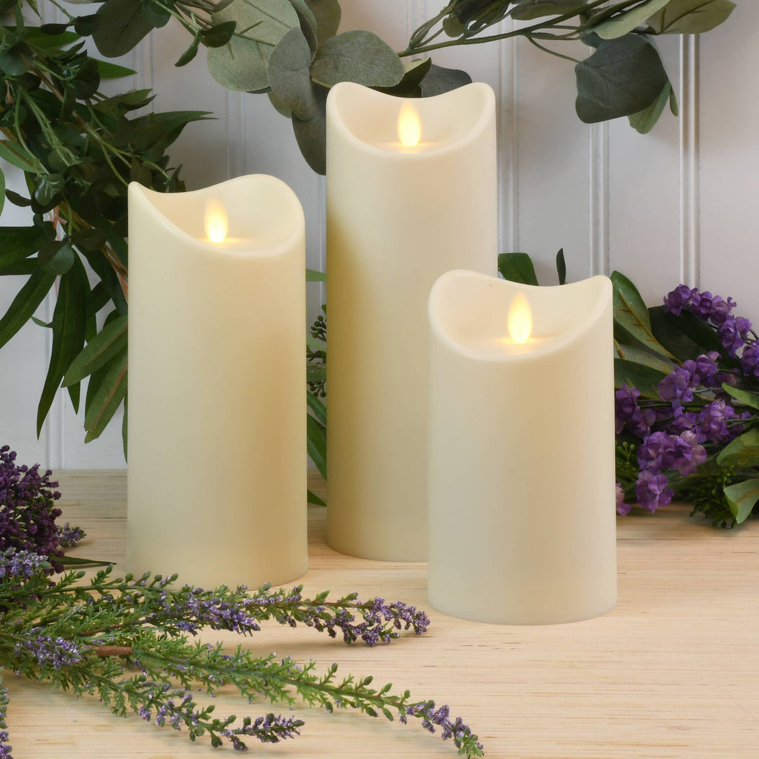 Battery Operated LED Candles With Moving Flame - Set of 3