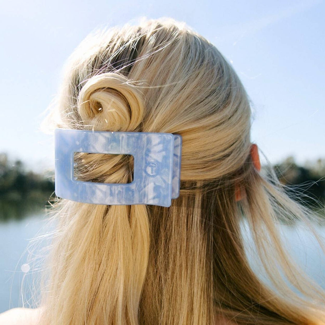 Teleties Flat Rectangle Hair Clip | Medium | Blue Lagoon