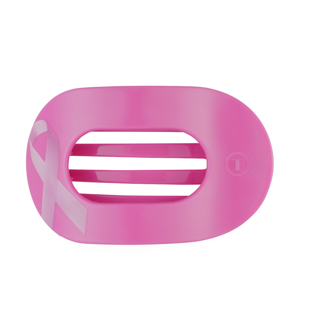 Teleties Breast Cancer Awareness | Large | Flat Round Hair Clip