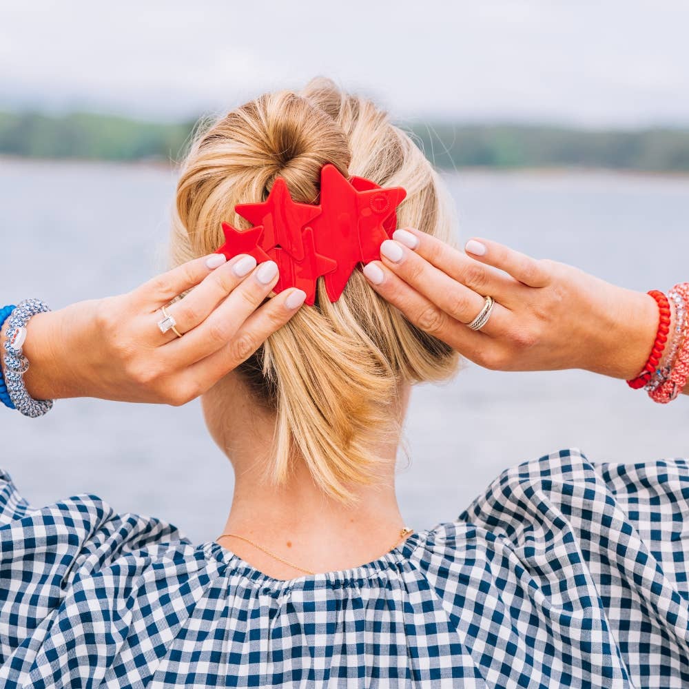 Teleties Flat Hair Clip | Large | Red Shooting Star