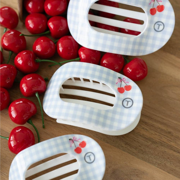 Teleties Flat Round Hair Clip | Small | Basket of Cherries