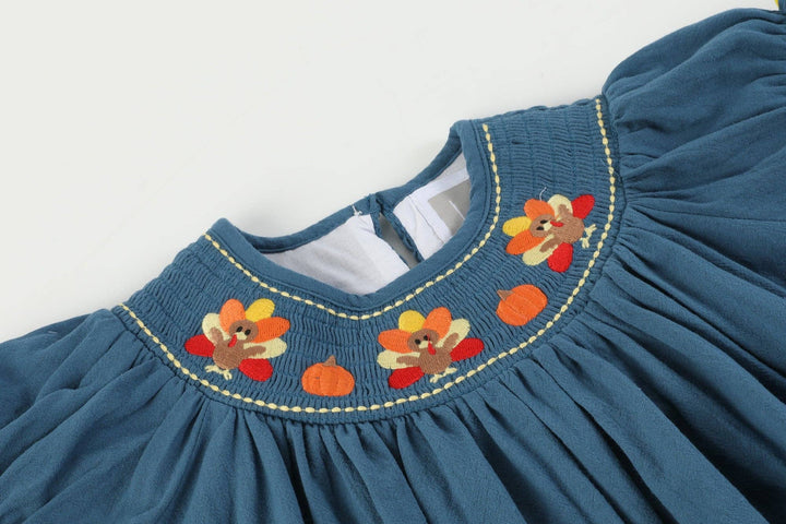 Lil Cactus Cobalt Blue Turkey Bishop Dress