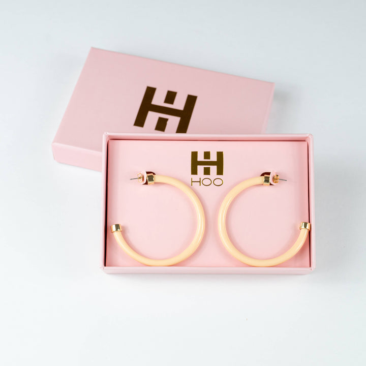 Hoo Hoops Lightweight Large Hoop Earrings - Nude