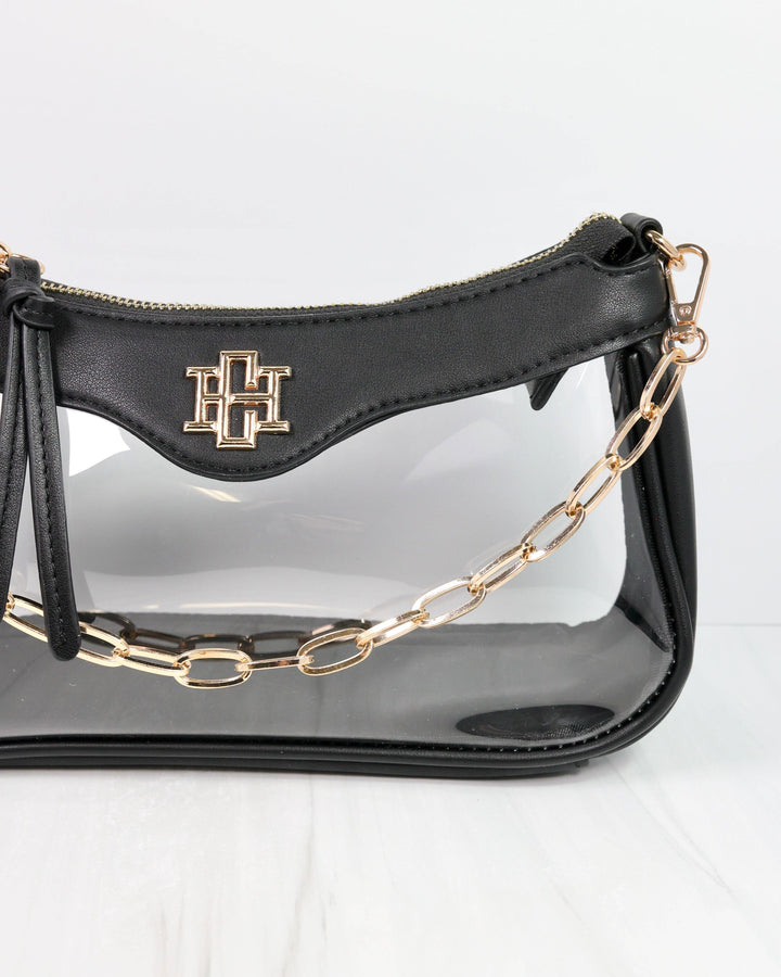 Caroline Hill Cassidy Clear Crossbody- Black