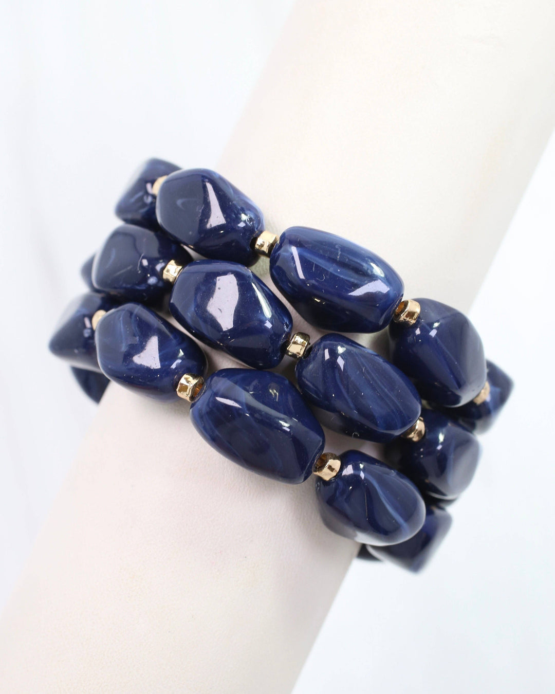 Eimy Beaded Stretch Bracelet Set Navy