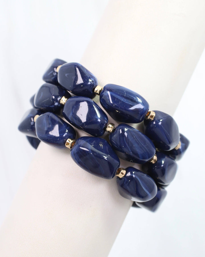 Eimy Beaded Stretch Bracelet Set Navy