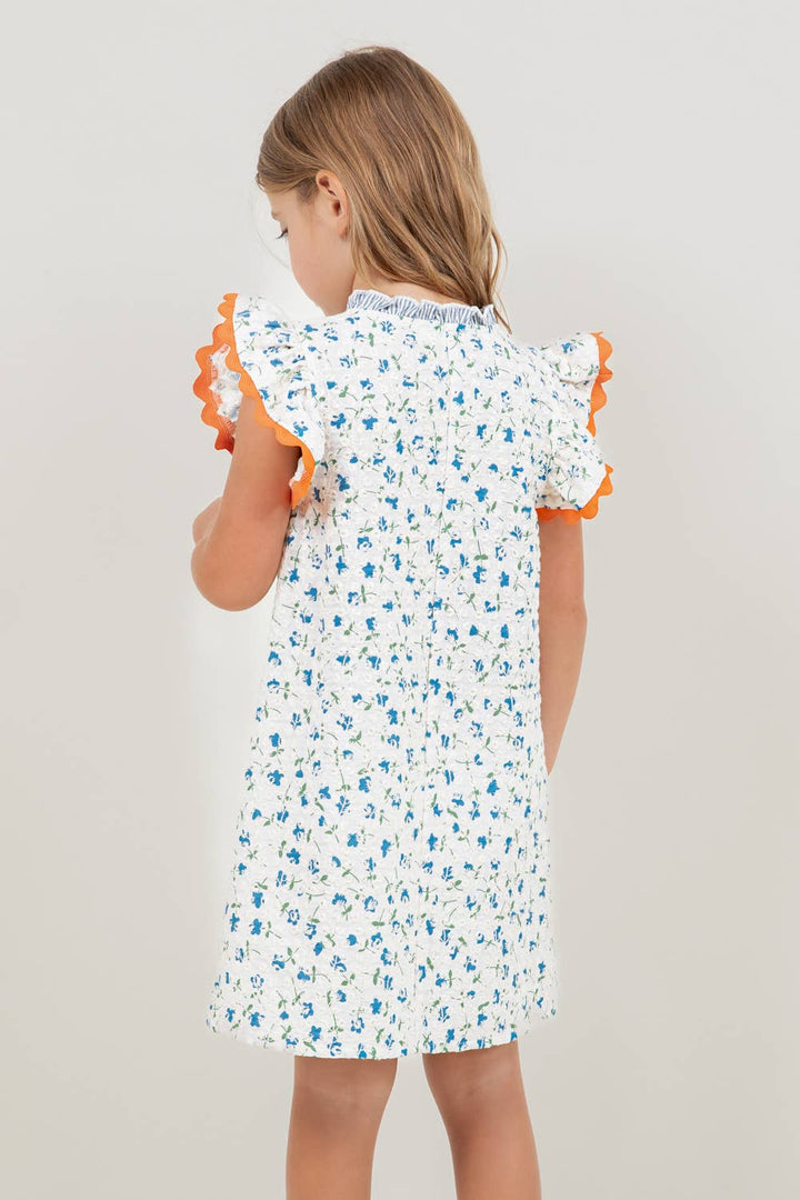 VOY Children’s Floral Embroidered Striped Color Block Dress