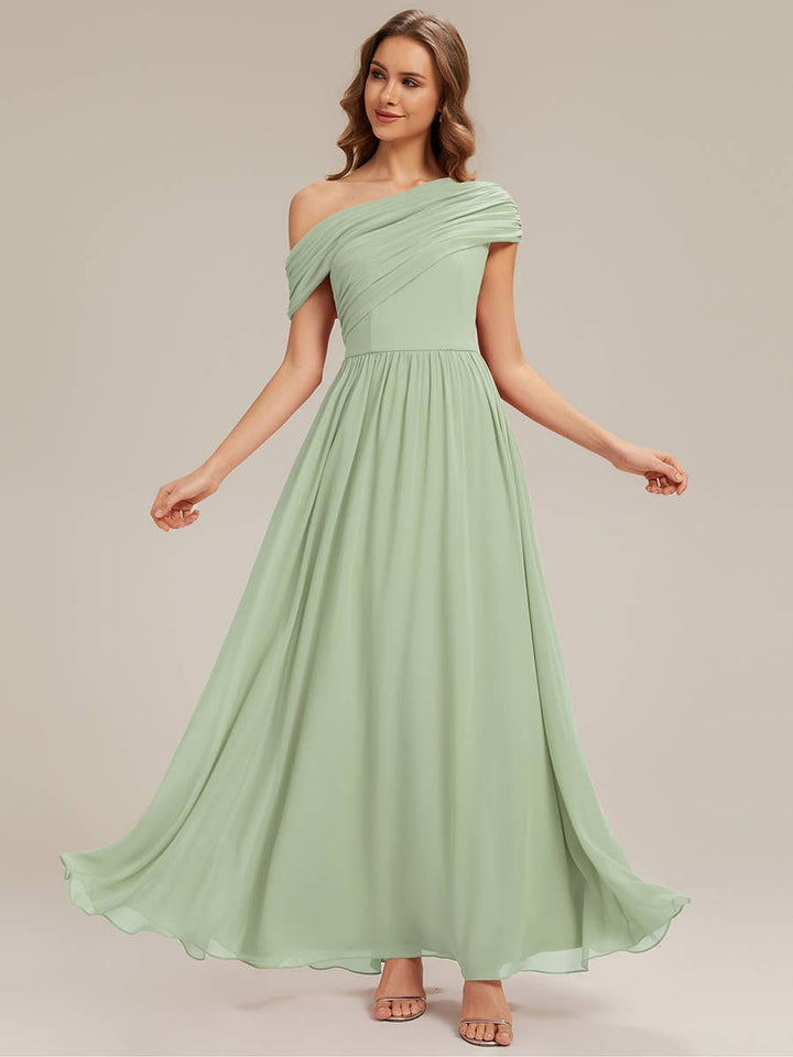 Mint Green Strapless Asymmetrical A-Line Bridesmaid Dress