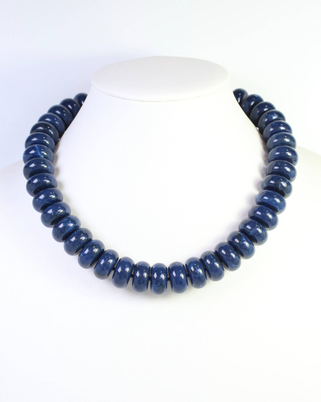 Pipestone Marble Beaded Necklace -Navy