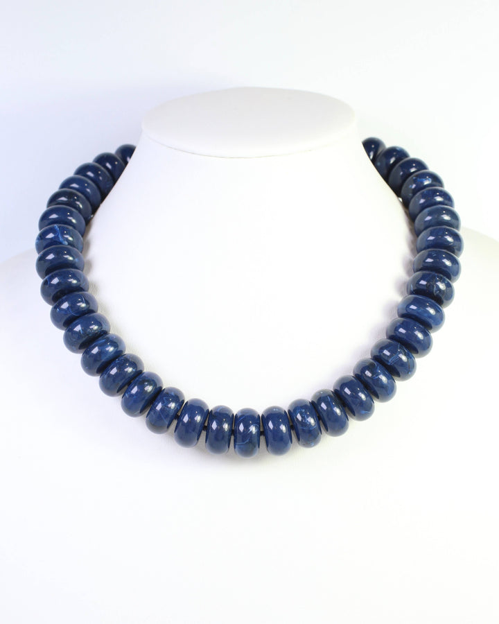 Pipestone Marble Beaded Necklace -Navy