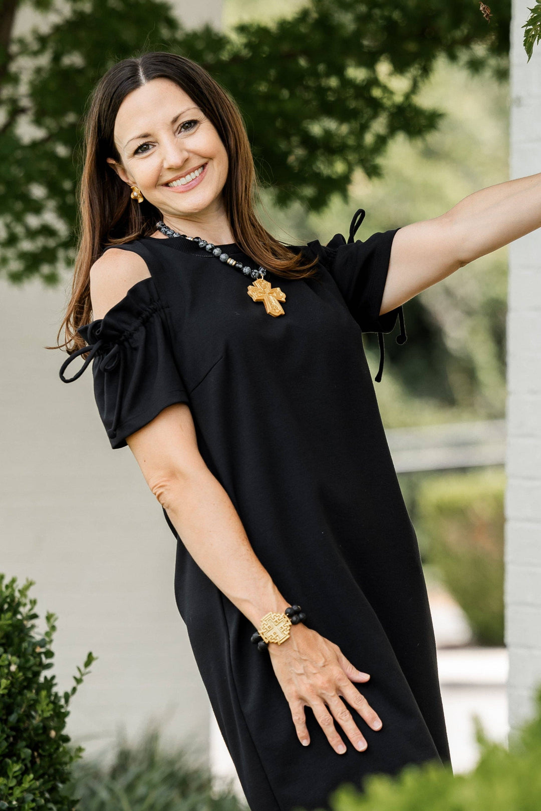 Black Lava with Jerusalem Cross