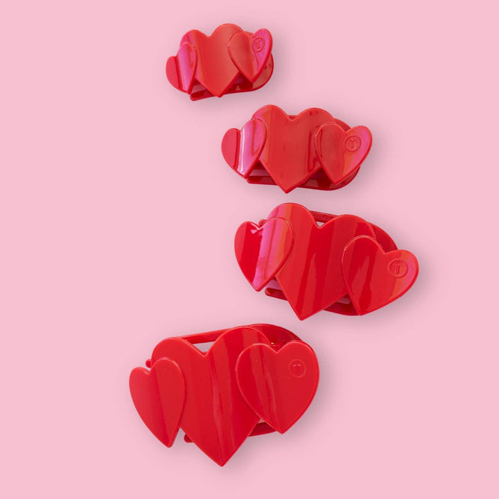 Teleties Flat Hair Clip | Large | Red Heart to Heart