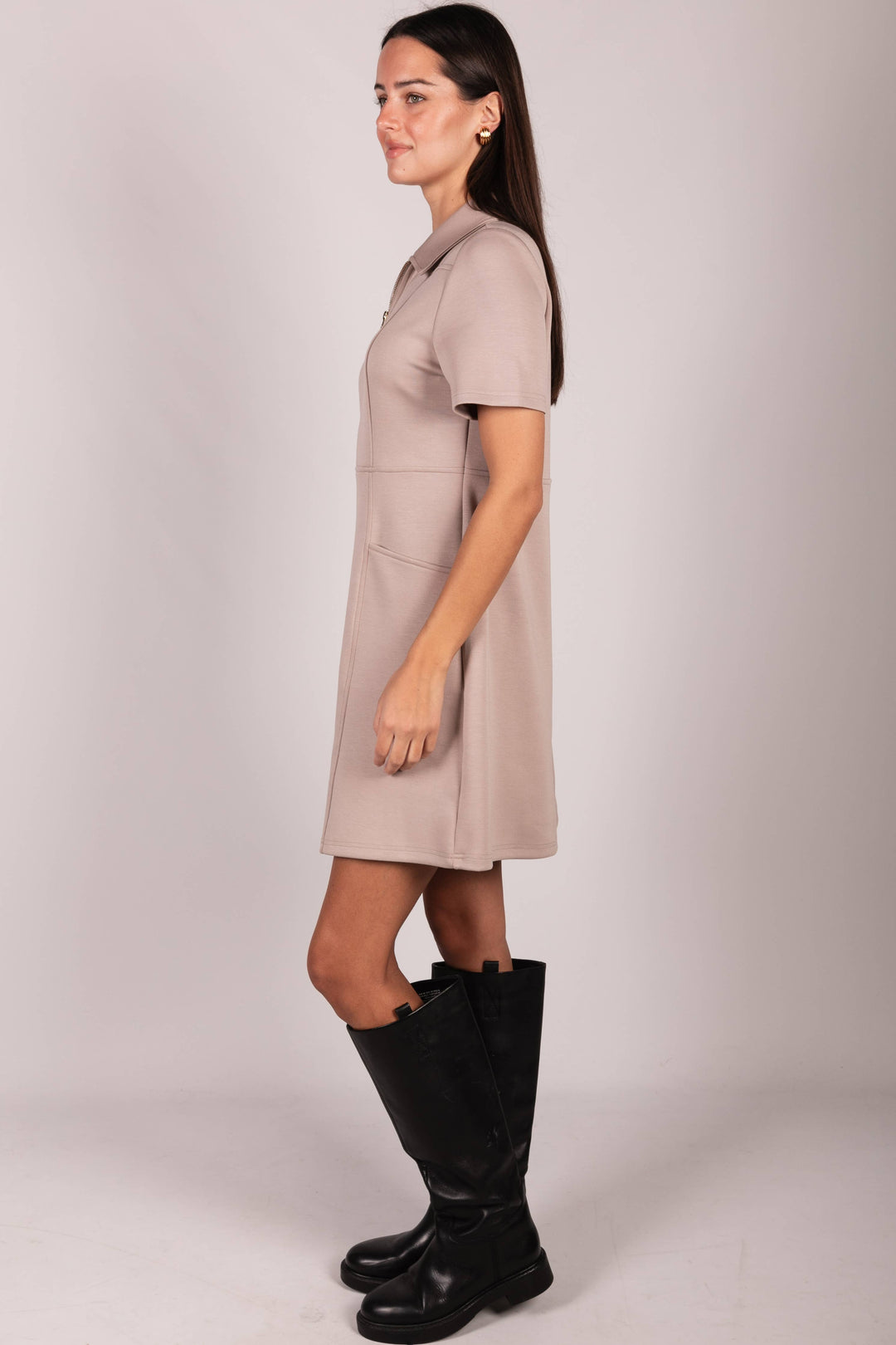 P. CILL Butter Modal Quarter Zip Short Sleeve Dress