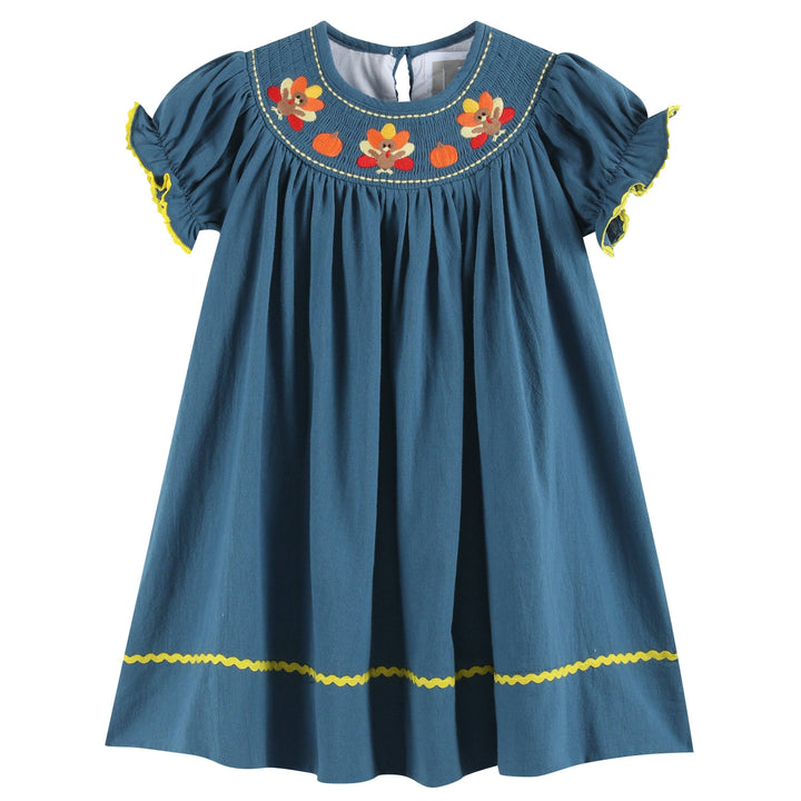 Lil Cactus Cobalt Blue Turkey Bishop Dress