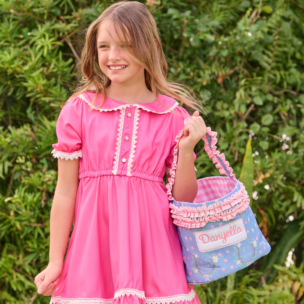 Kids Easter Egg Hunt Easter Basket - Girls He is Risen