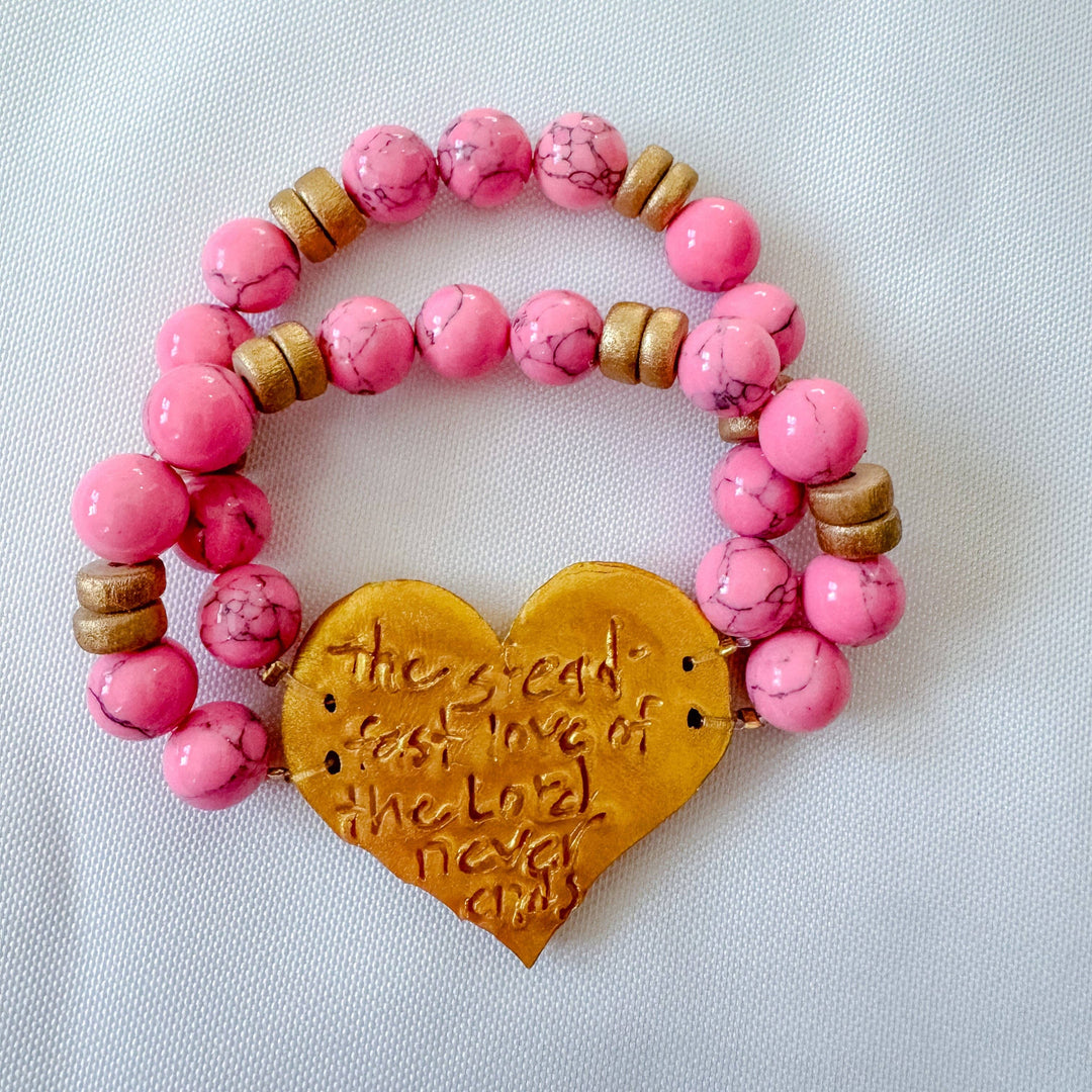 Hidden Truth Bright Pink Double Heart Bracelet