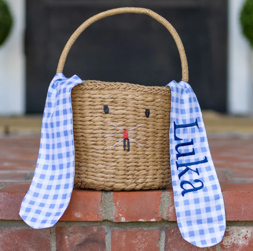 Kids Easter Egg Hunt Easter Basket - Gingham Bunny Ears