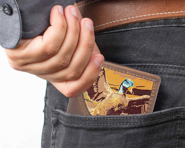 Men's Bifold Woven with Mallord Patch Leather Wallet