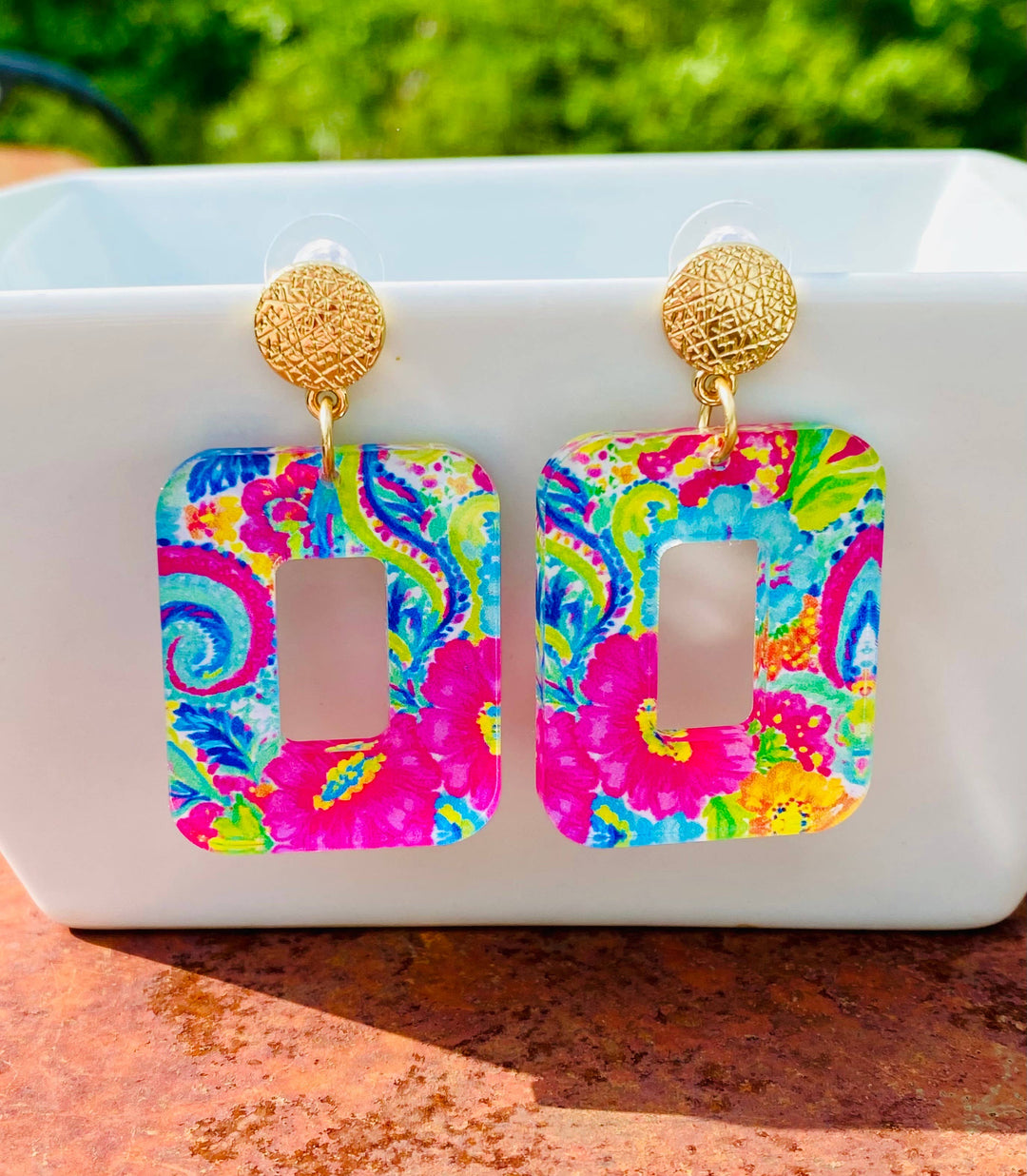 Colorful Paisley Print Earrings  