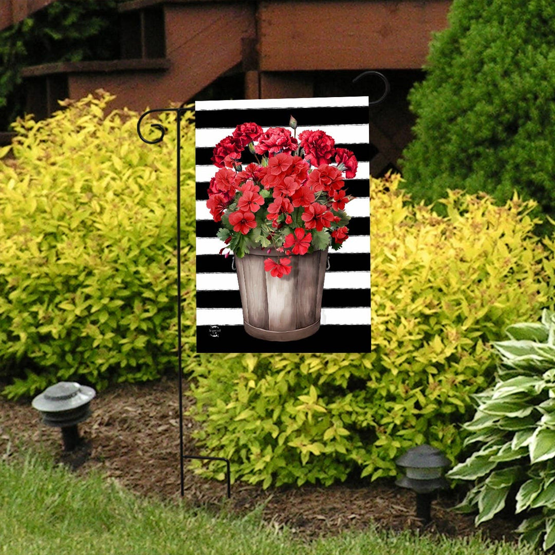 Briarwood Lane Striped Red Geraniums Garden Flag - 18" x 12.5"