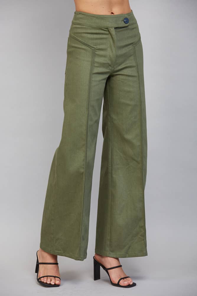 High Waisted Flare Pant with Decorative Seam