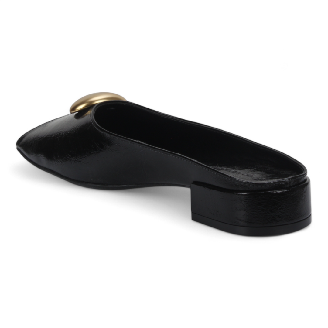Peep toe Mule Leather Black 4417-11169