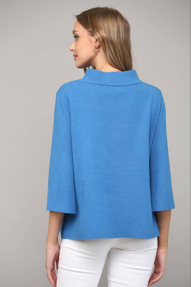 MOCK NECK PULL OVER SWEATER/BELL SLEEVE VA-35