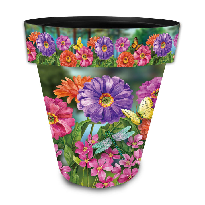 Briarwood Lane Zinnias in Bloom Large Planter - 15" x 15" x 14"