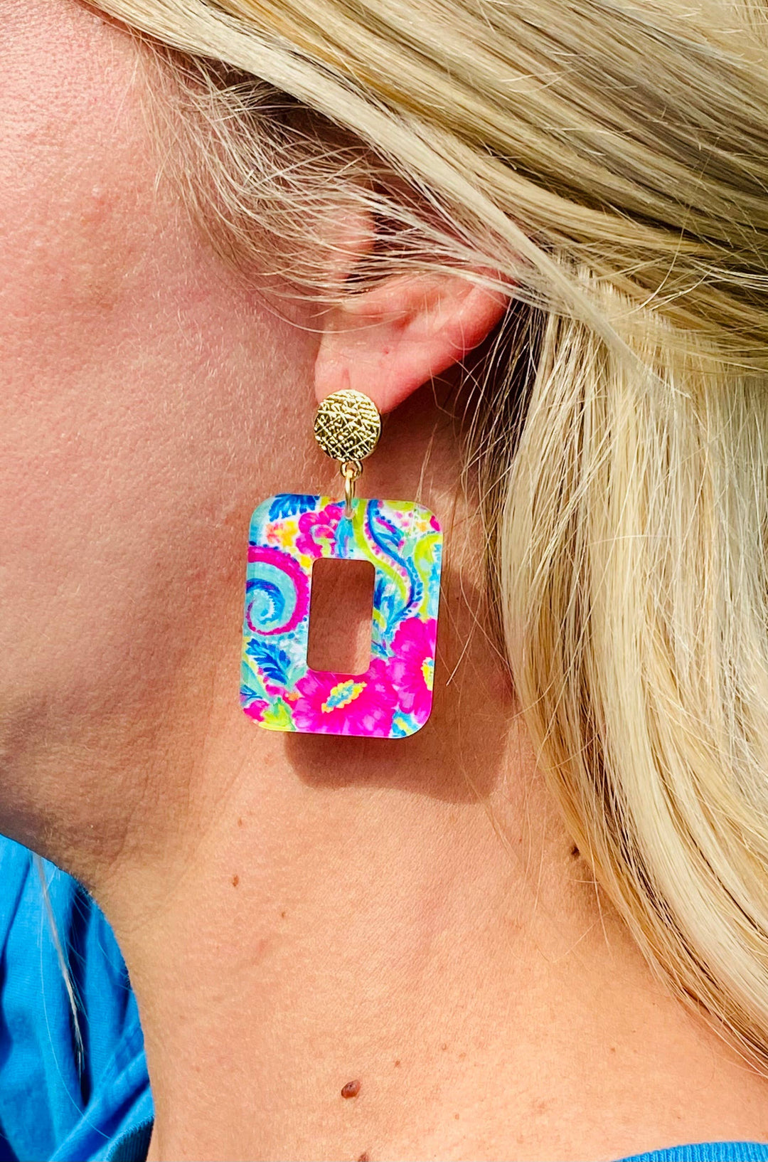 Colorful Paisley Print Earrings  